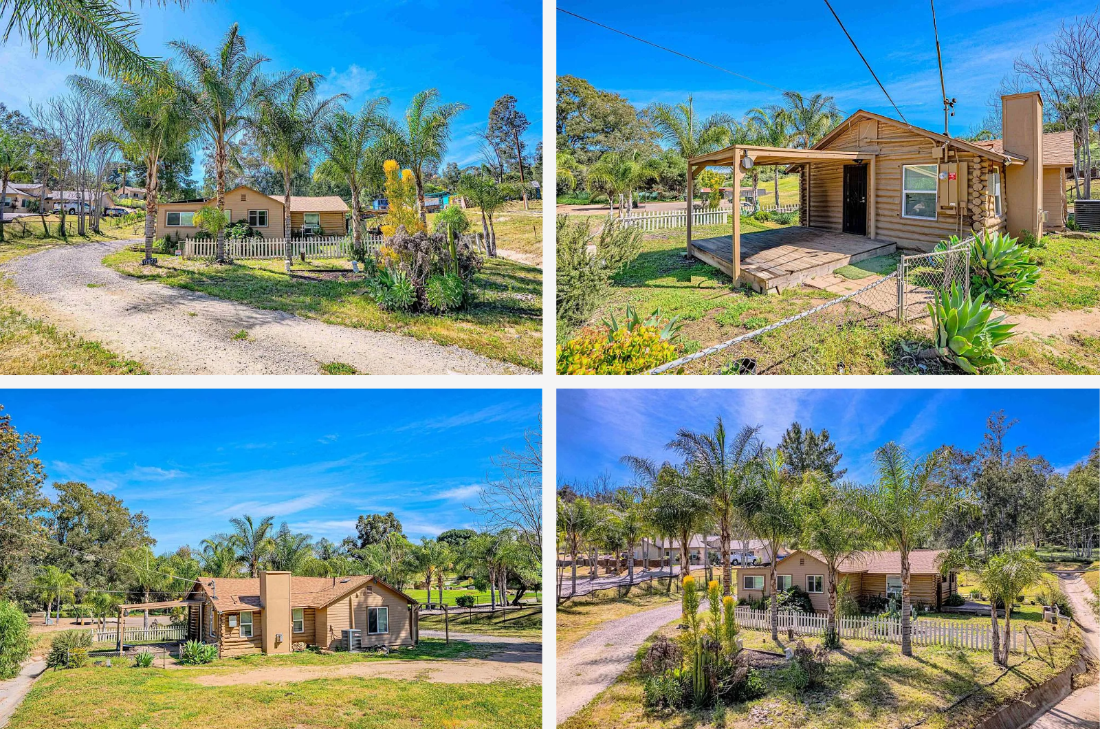 Rustic log cabin with front porch in Lakeside California