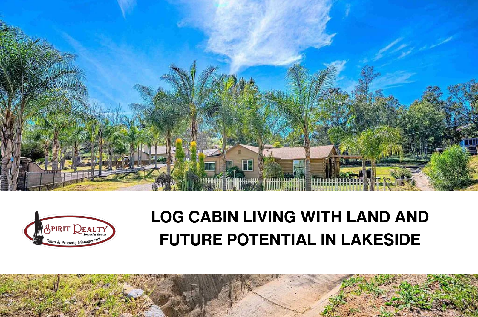 Log Cabin Living with Land and Future Potential in Lakeside header image.