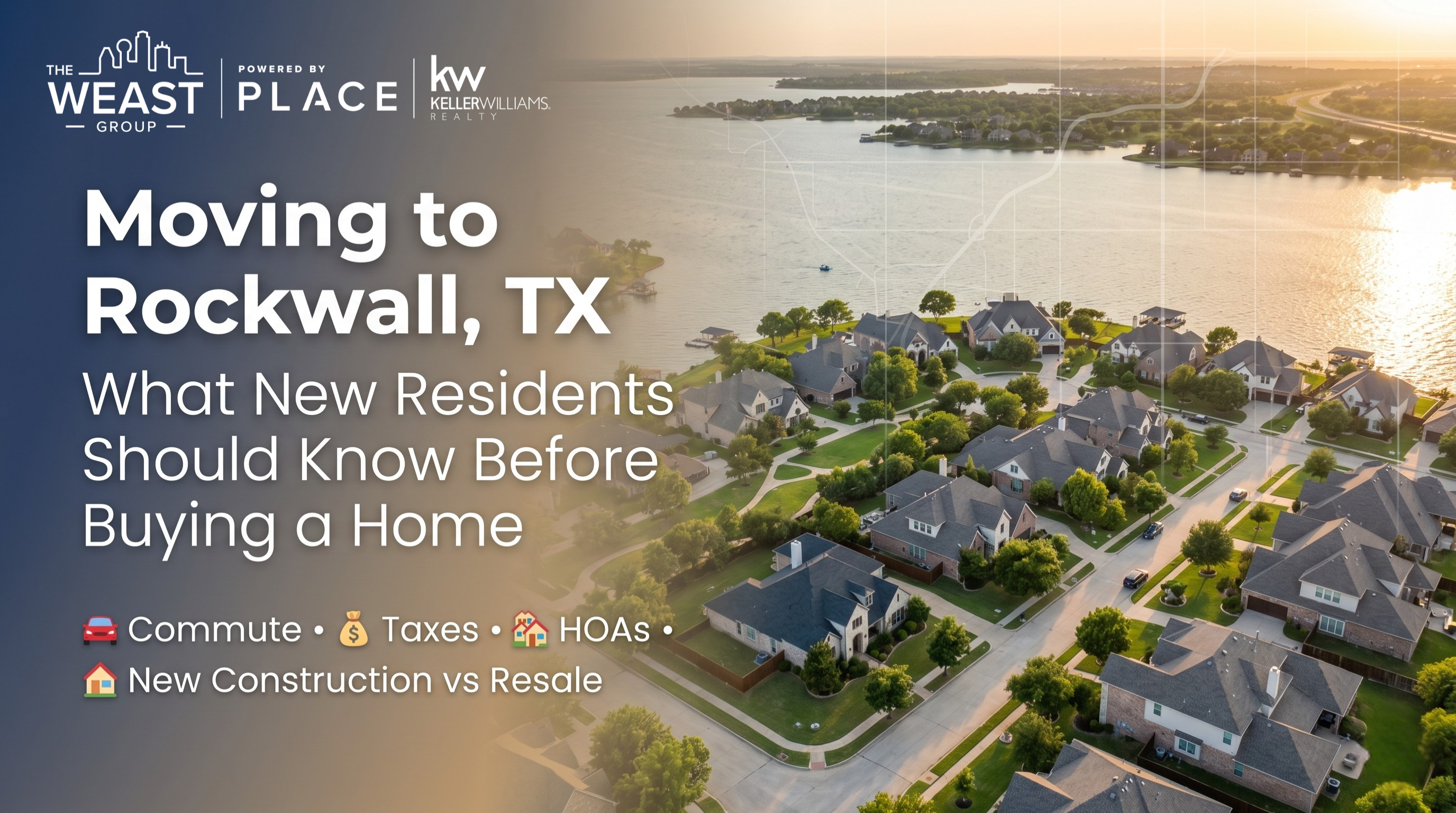 Relocation guide for moving to Rockwall, TX covering commute, property taxes, HOA options, and home buying tips for new residents.