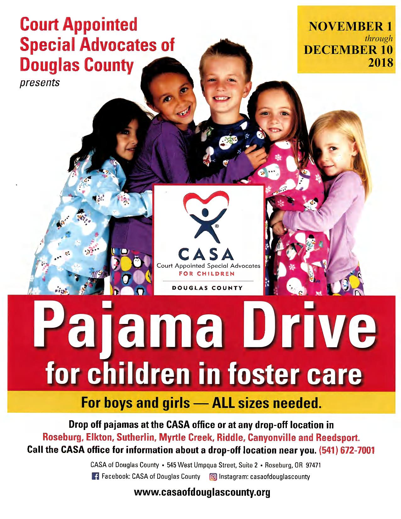 Pajama Drive for Children in Foster Care header image.