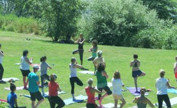 Exploring Roseburg Oregon: Yoga in the Park header image.