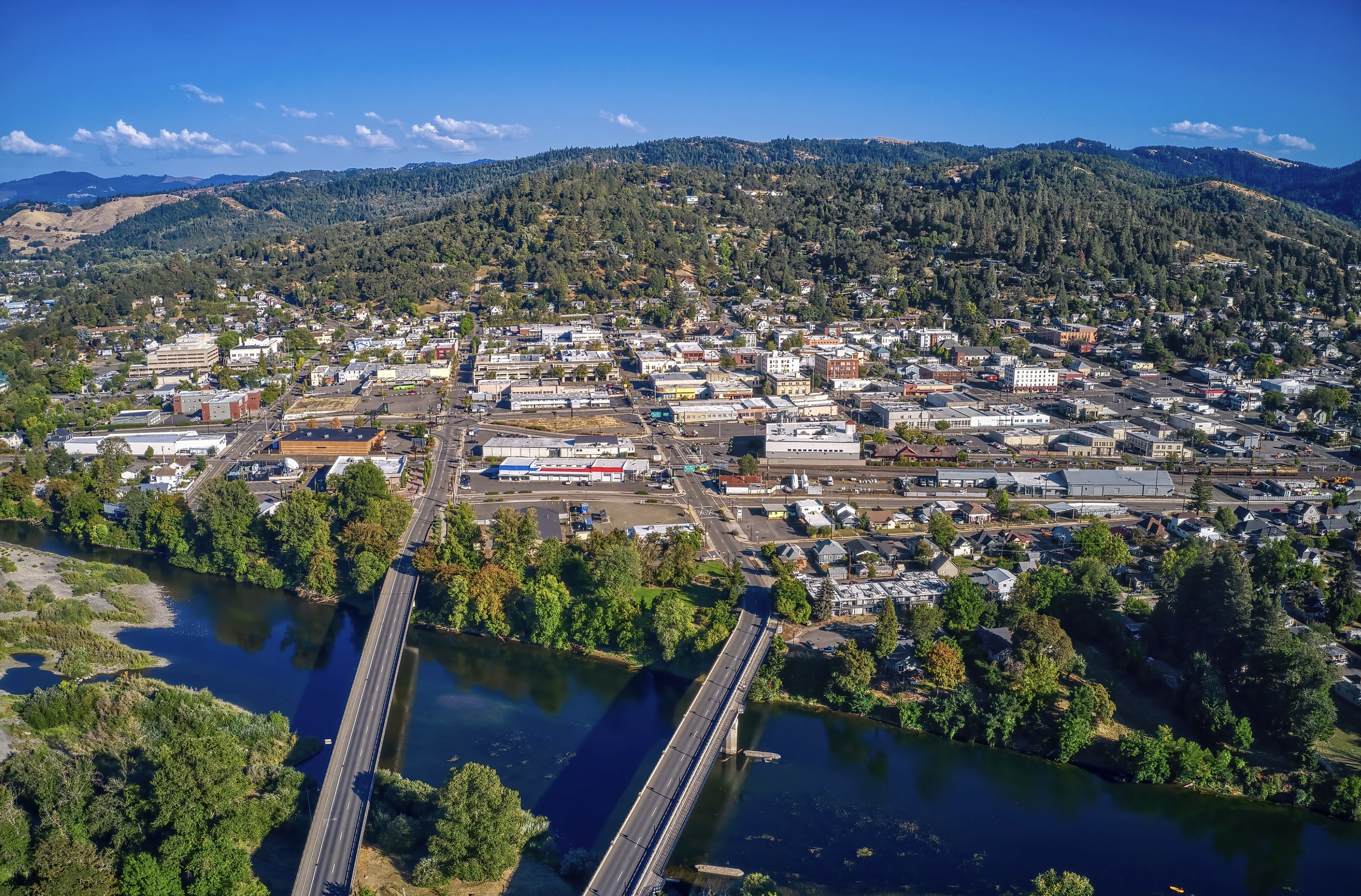 Roseburg OR Watefront, Downtown Roseburg