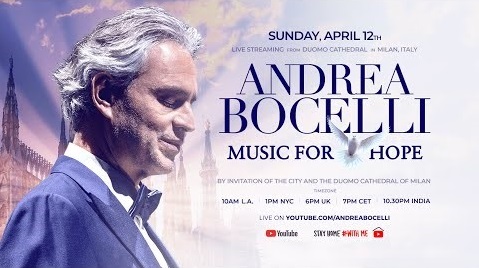 Exploring Roseburg Oregon: Andrea Bocelli: Music For Hope – Live From Duomo di Milano header image.