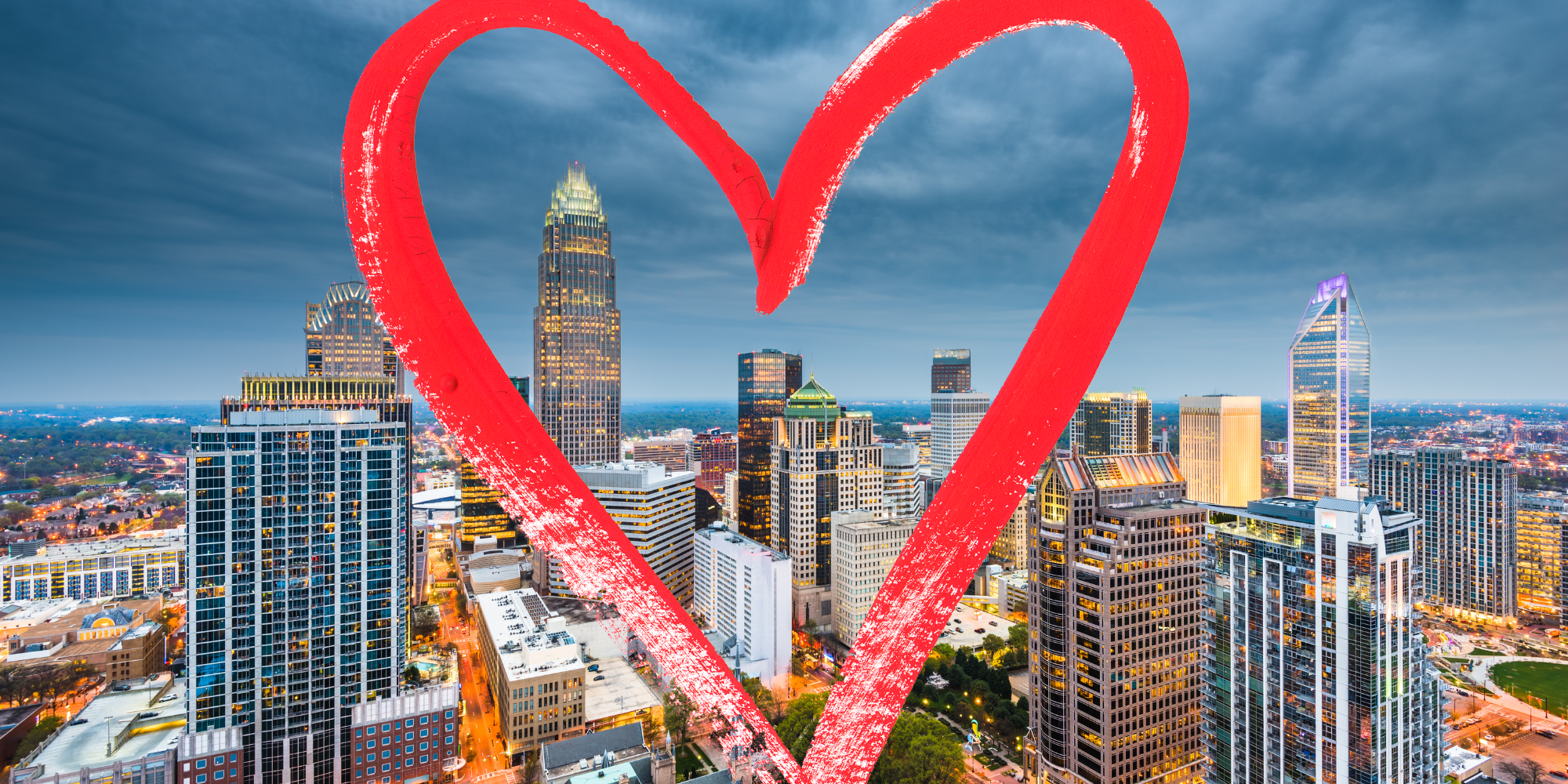 Charlotte Downtown with a Heart Around it
