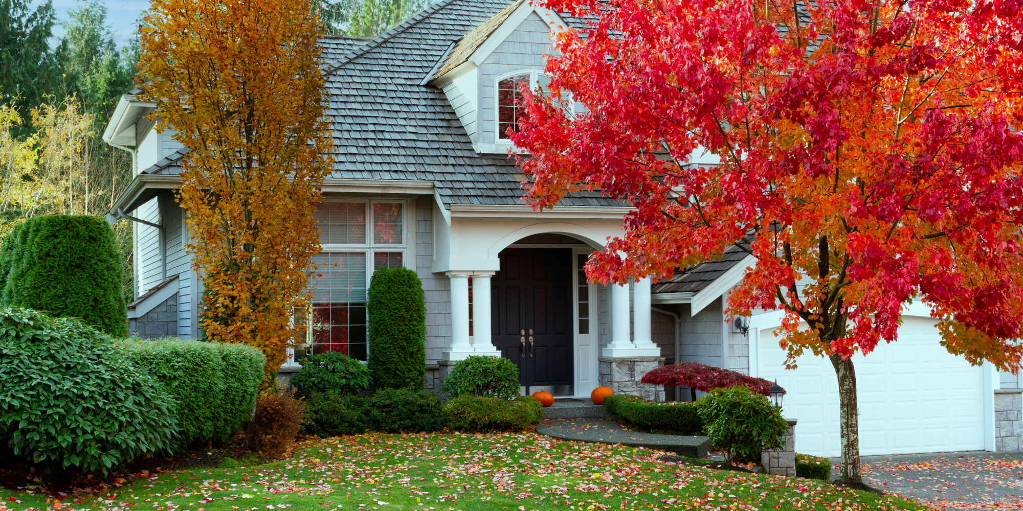 Home with Beautiful Fall Leaves