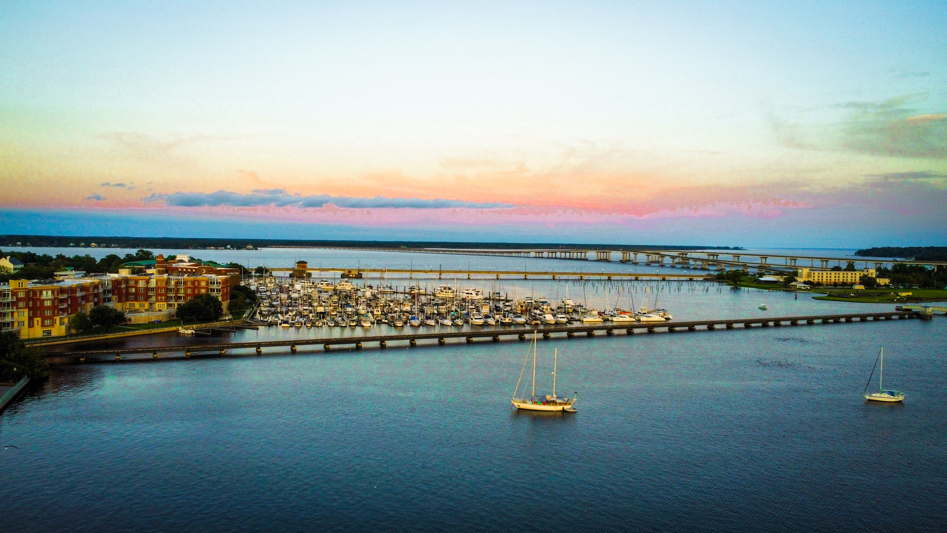 View of Downtown New Bern overlooking the twin rivers