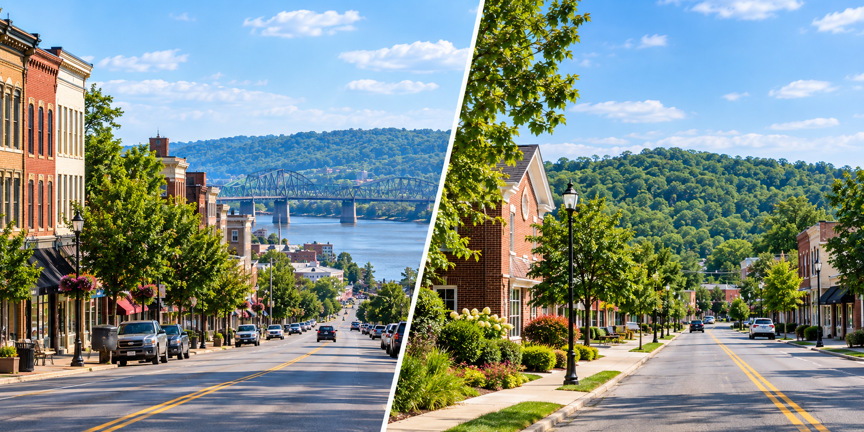 Streetscape comparison representing Huntington and Barboursville neighborhoods