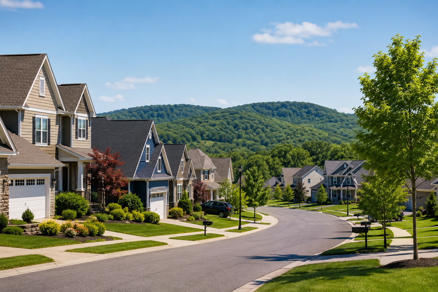 Suburban homes and green neighborhoods near Hurricane and Teays Valley, West Virginia, highlighting the convenient lifestyle and buyer appeal of Putnam County.