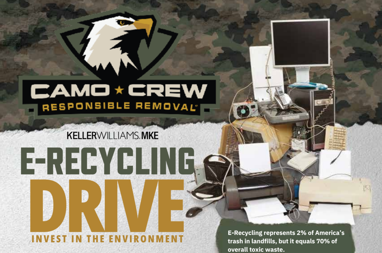 FREE E-Recycling with Keller Williams & Camo Crew! header image.