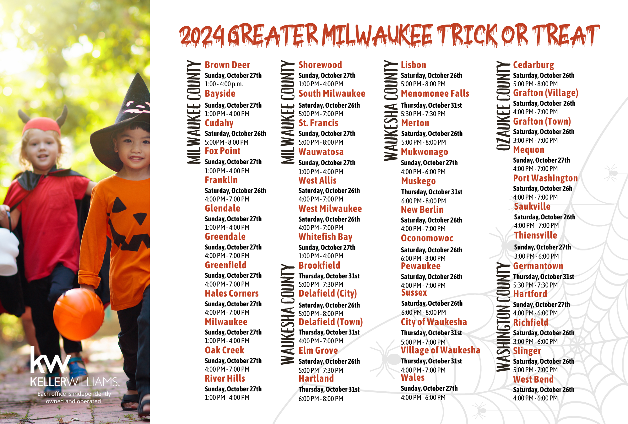 Trick or Treat: Dates, Times & Locations header image.