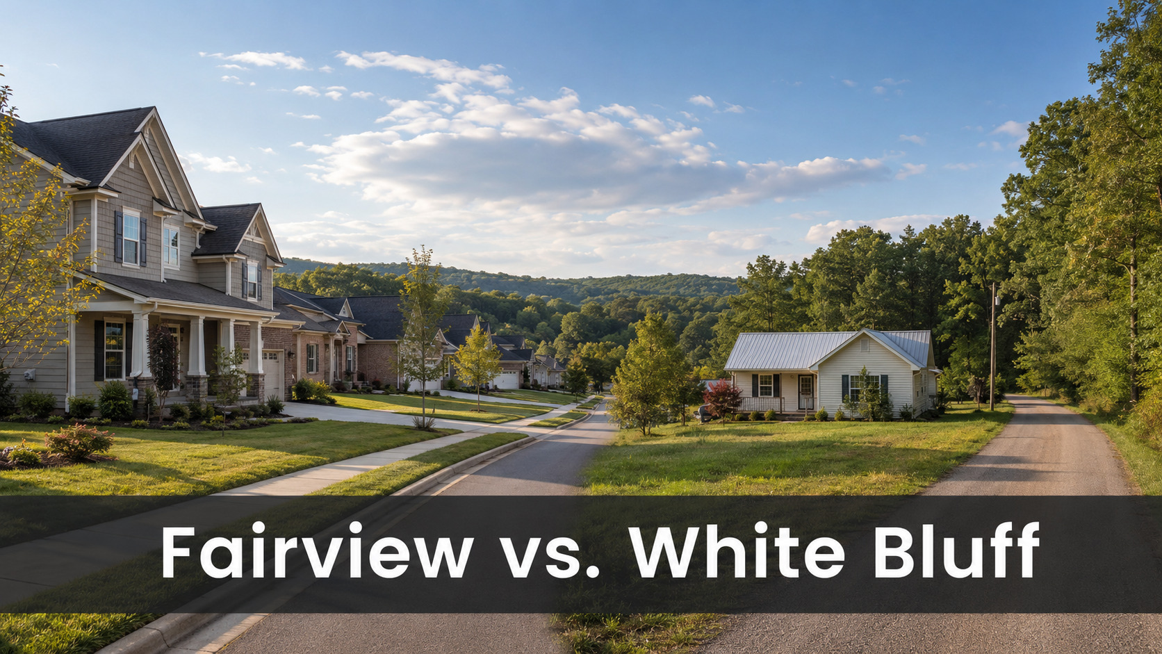 Comparison of suburban homes and residential settings in Fairview and White Bluff, Tennessee
