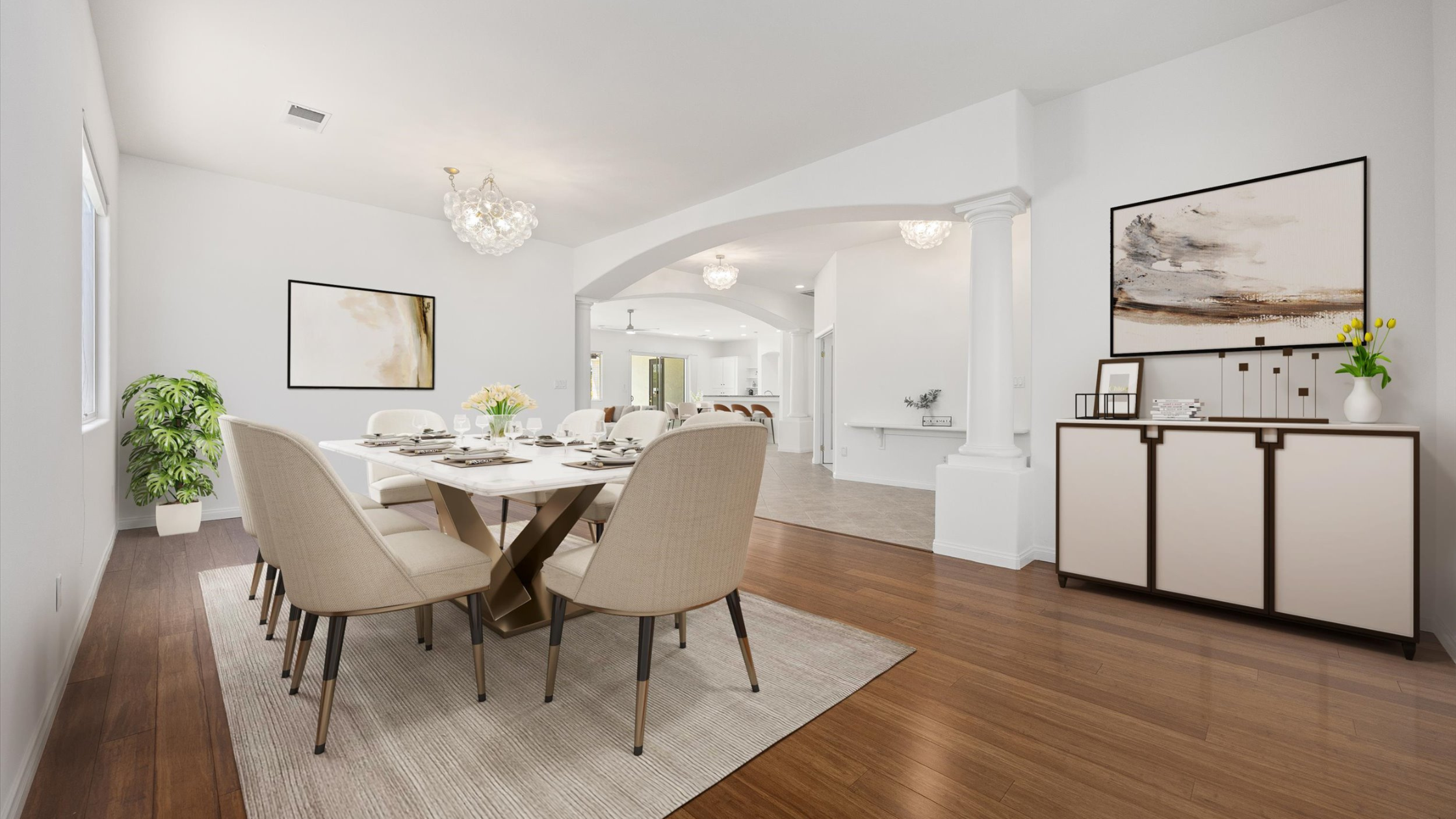 Beautifully decorated dining room in home