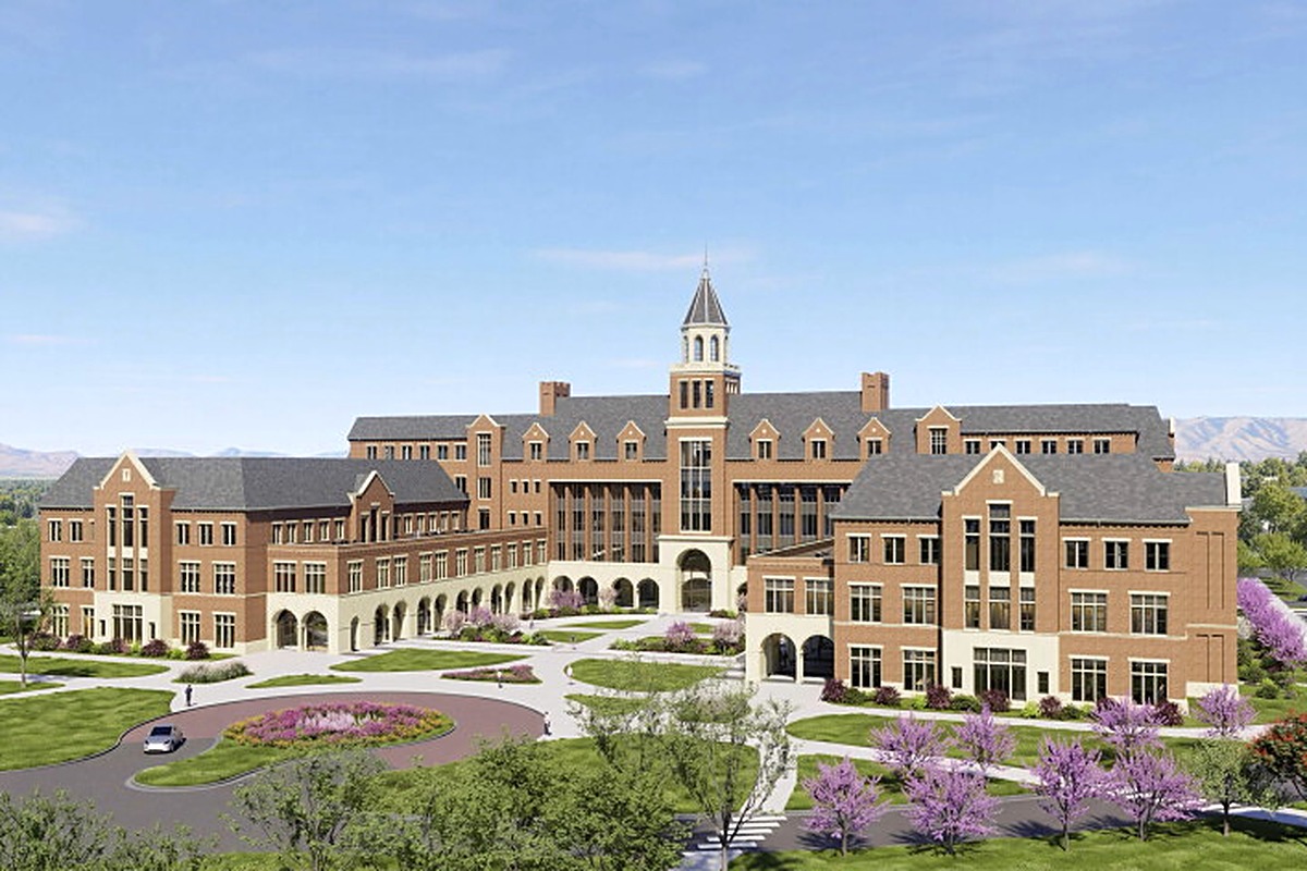 Rendering of the planned BYU School of Medicine building on the old Provo High School site in Provo, Utah