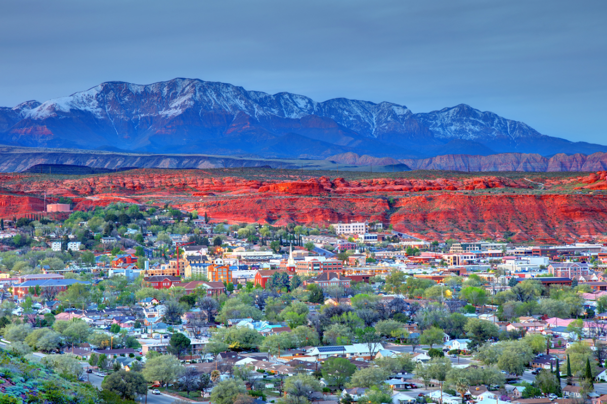 St. George, Utah skyline and red rock landscape highlighting a top U.S. housing market in 2025