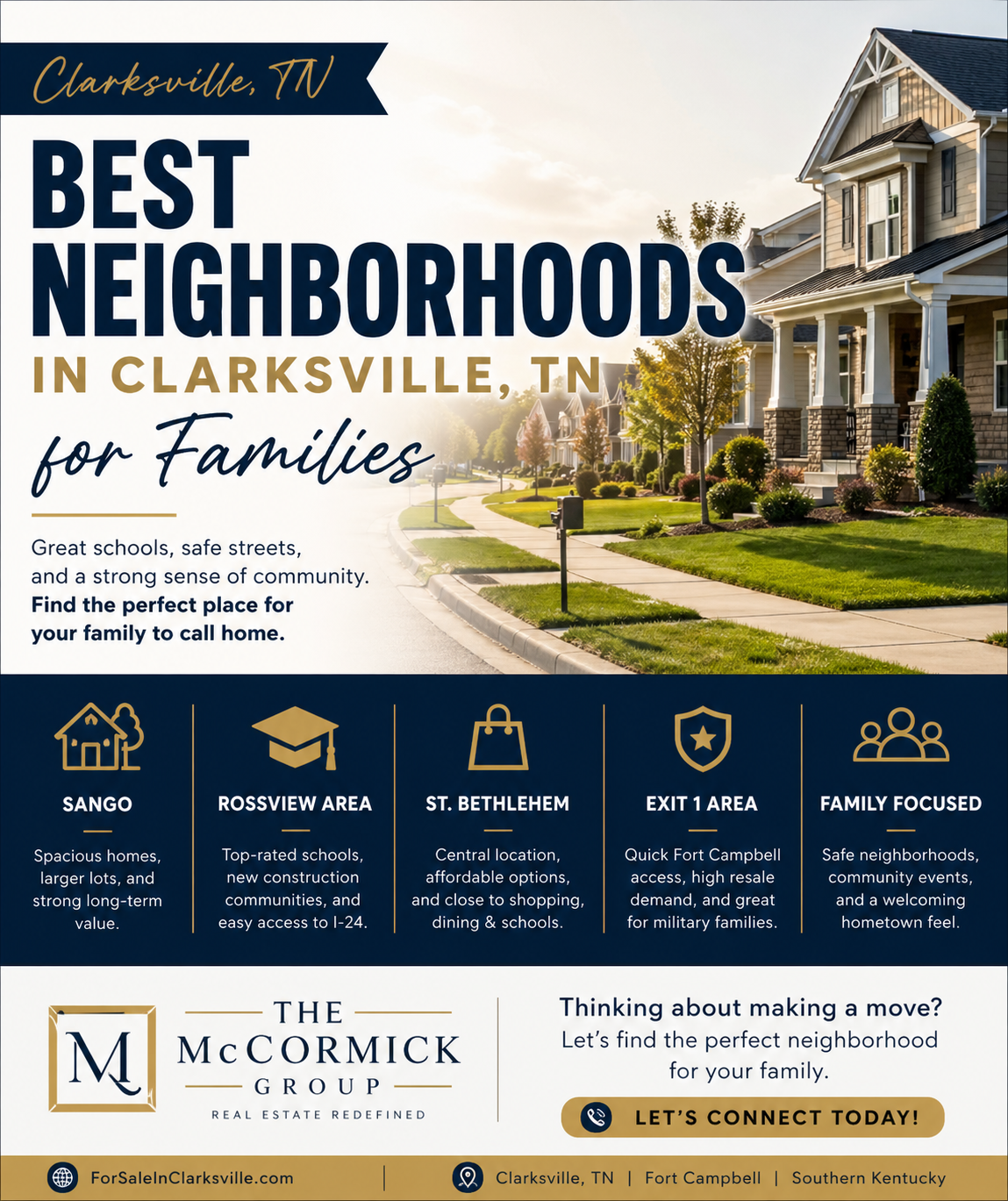 Best Neighborhoods in Clarksville, TN for Families header image.