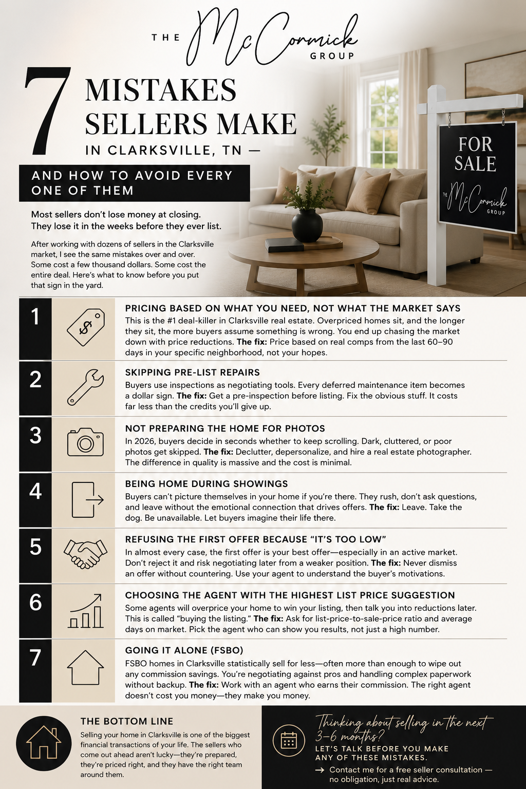 7 Mistakes Sellers Make in Clarksville (and How to Avoid Them) header image.