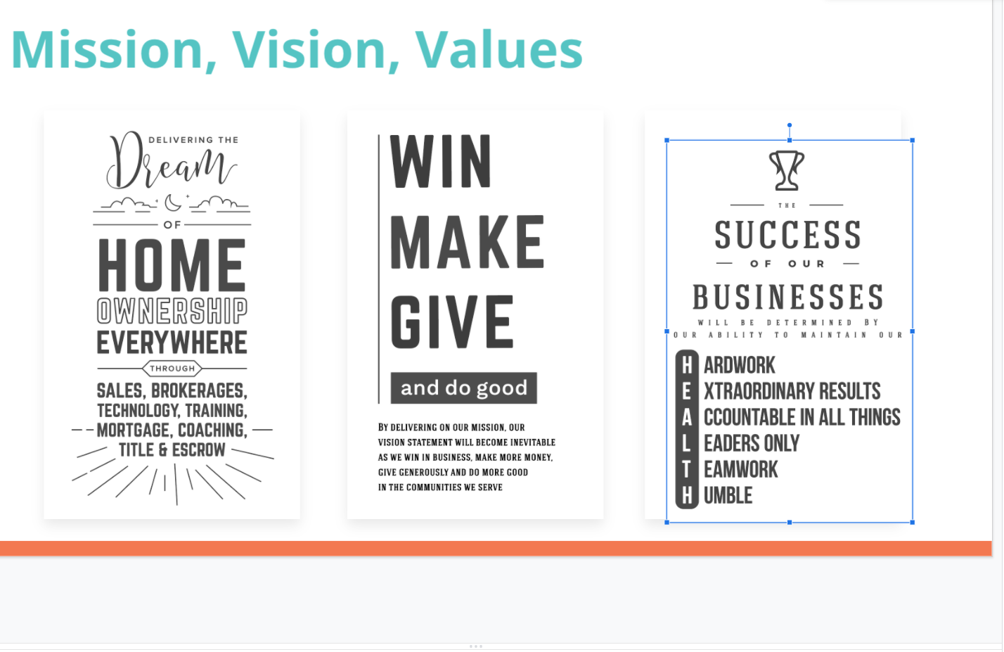 Mission, Vision, Values header image.