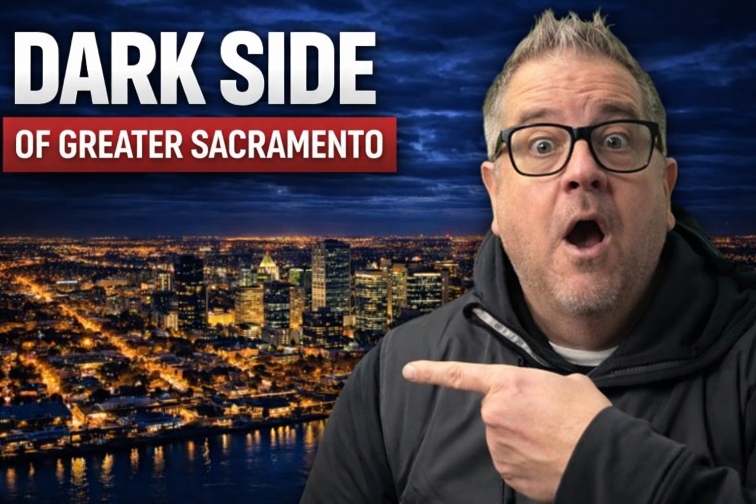 Jake discussing what living in Sacramento is really like with the Sacramento skyline in the background