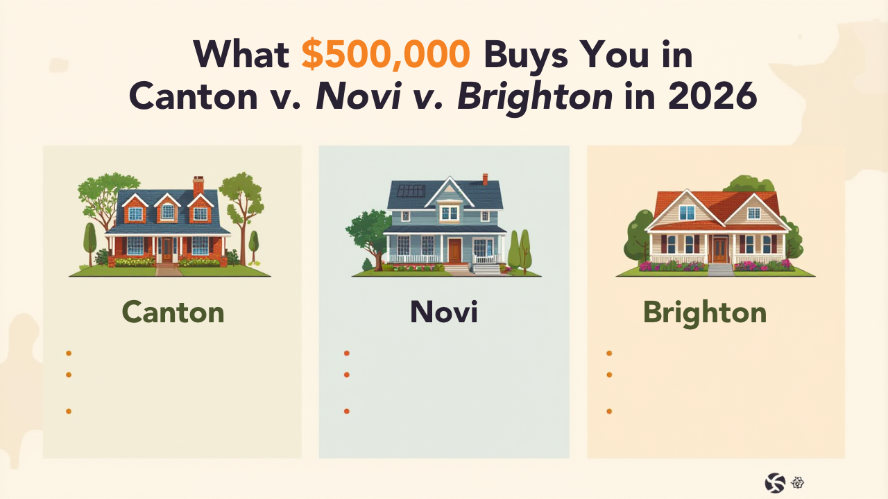 What $500,000 Buys You in Canton vs Novi vs Brighton in 2026 🏡 header image.