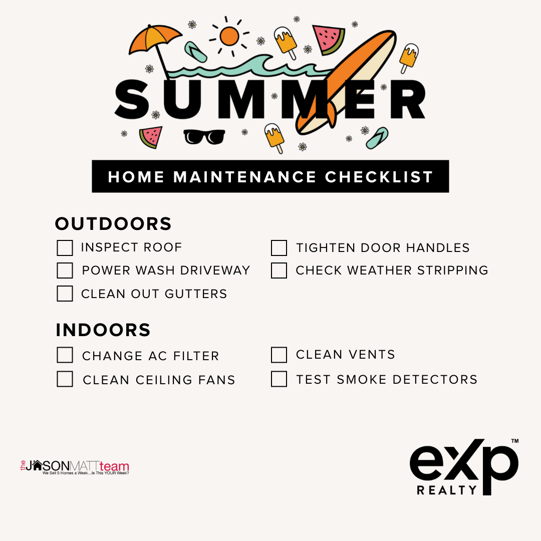☀️ SUMMER HOME MAINTENANCE CHECKLIST ☀️ header image.