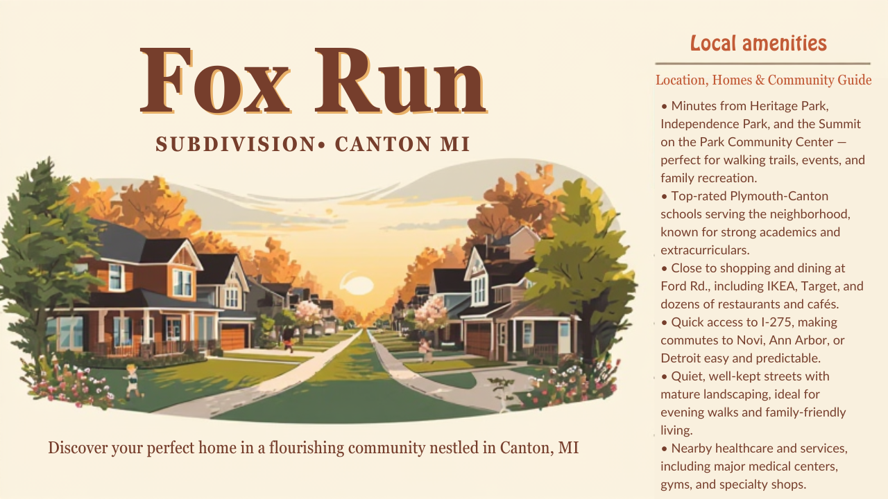 Fox Run Subdivision Canton MI – Location, Homes & Community Guide header image.