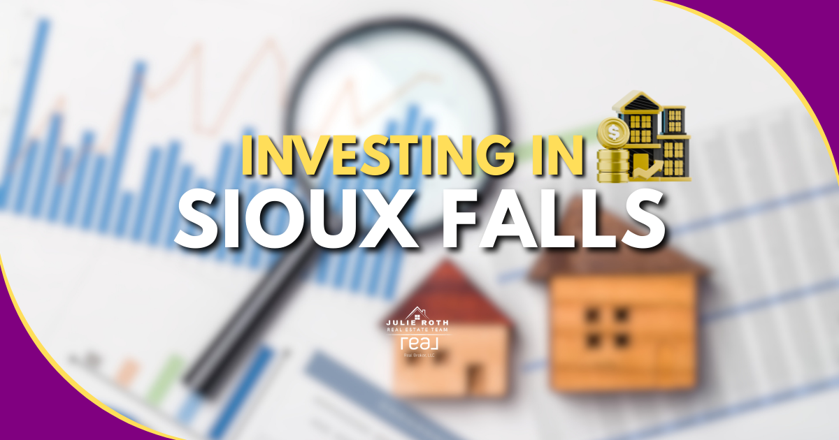 Investor walking through a Sioux Falls duplex with “For Rent” signs in the windows.