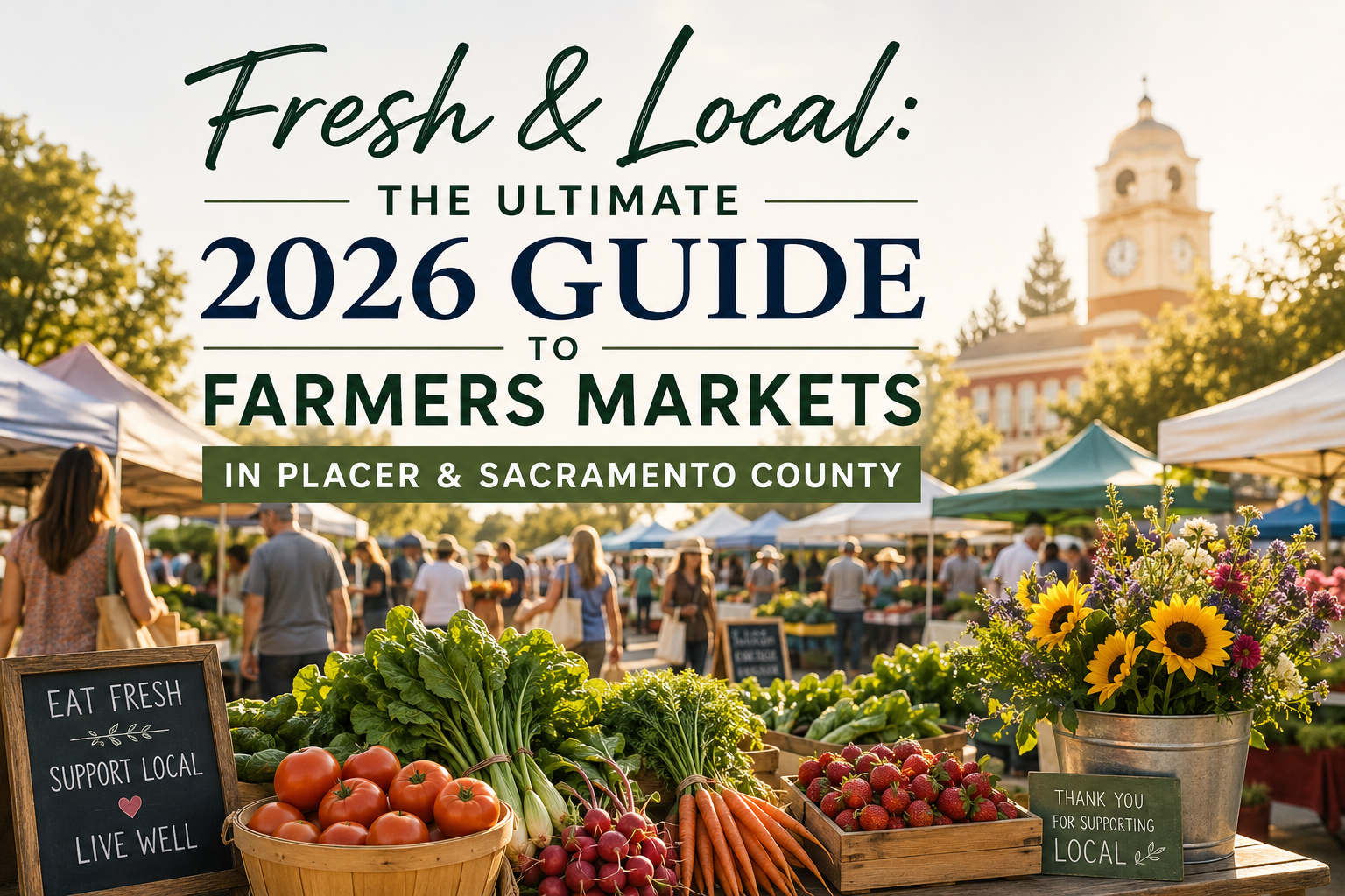 Fresh & Local: The Ultimate 2026 Guide to Farmers Markets in Placer & Sacramento County header image.
