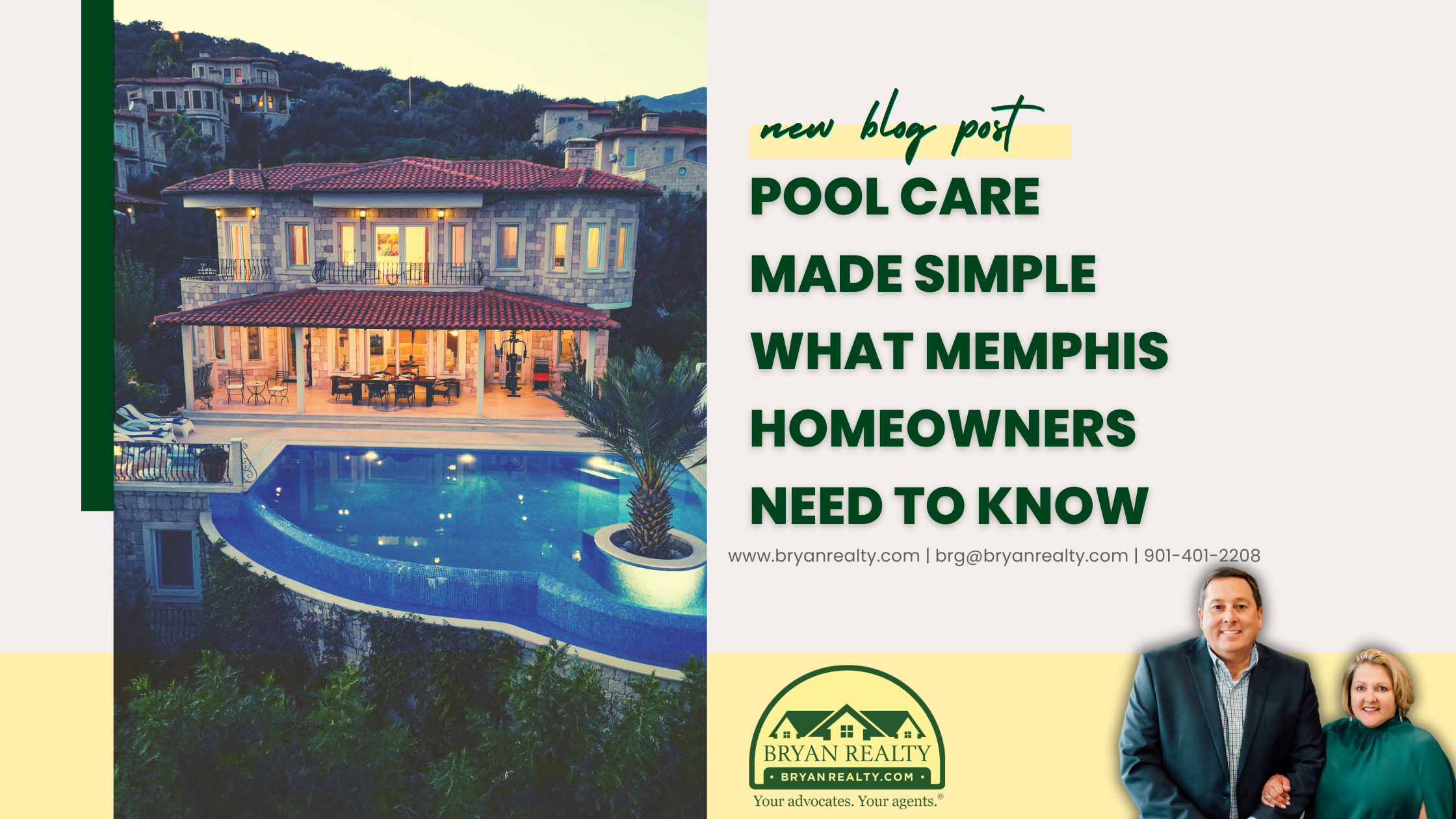 Pool Care Tips for Memphis Homeowners | Bryan Realty Group header image.