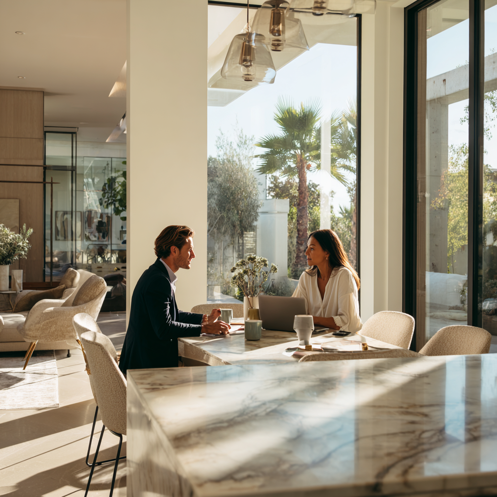How do I find a good real estate agent? A Los Angeles real estate agent meeting with a homeowner to discuss selling strategy