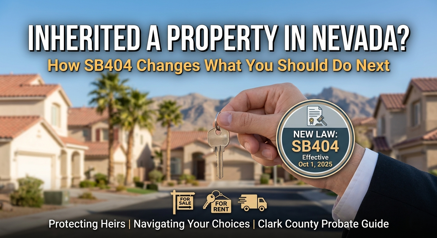 Inherited property in Nevada guide showing SB404 law changes, Las Vegas homes, and options to sell, rent, or keep an inherited house