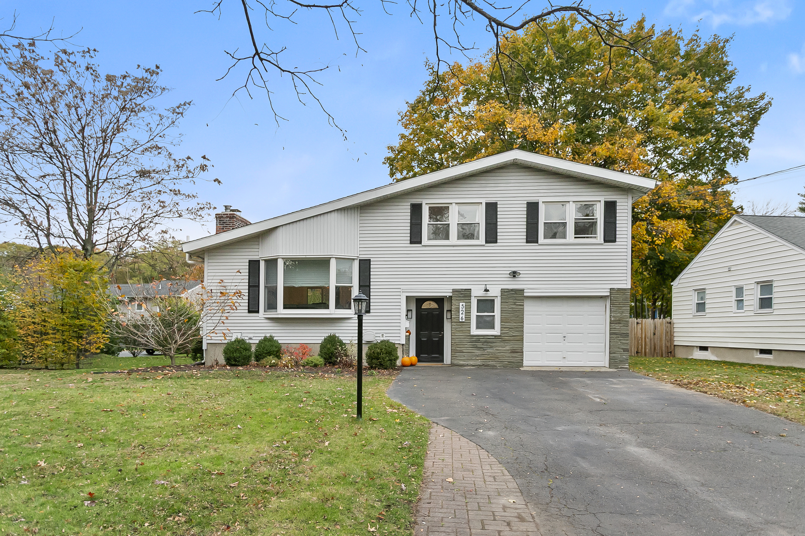 Front exterior of 526 Wilson Street, a split-level home in Fairfield’s Stratfield neighborhood
