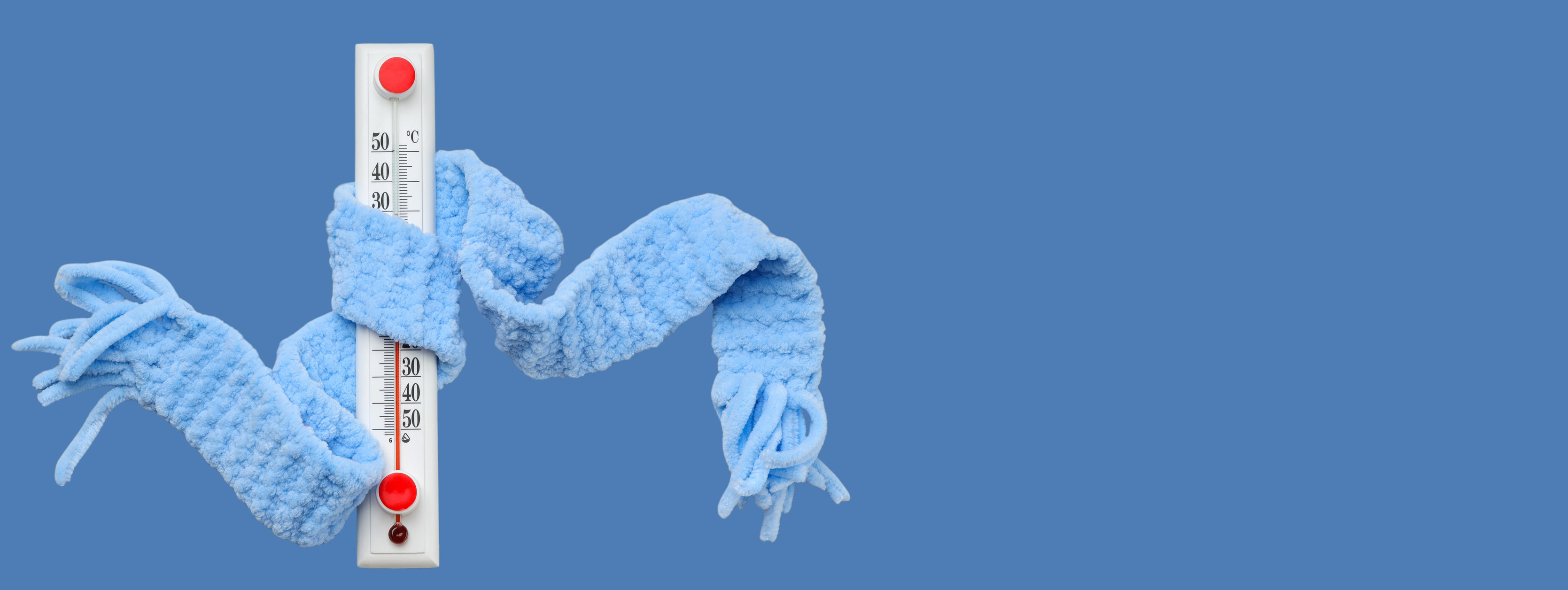Thermometer wrapped in a scarf