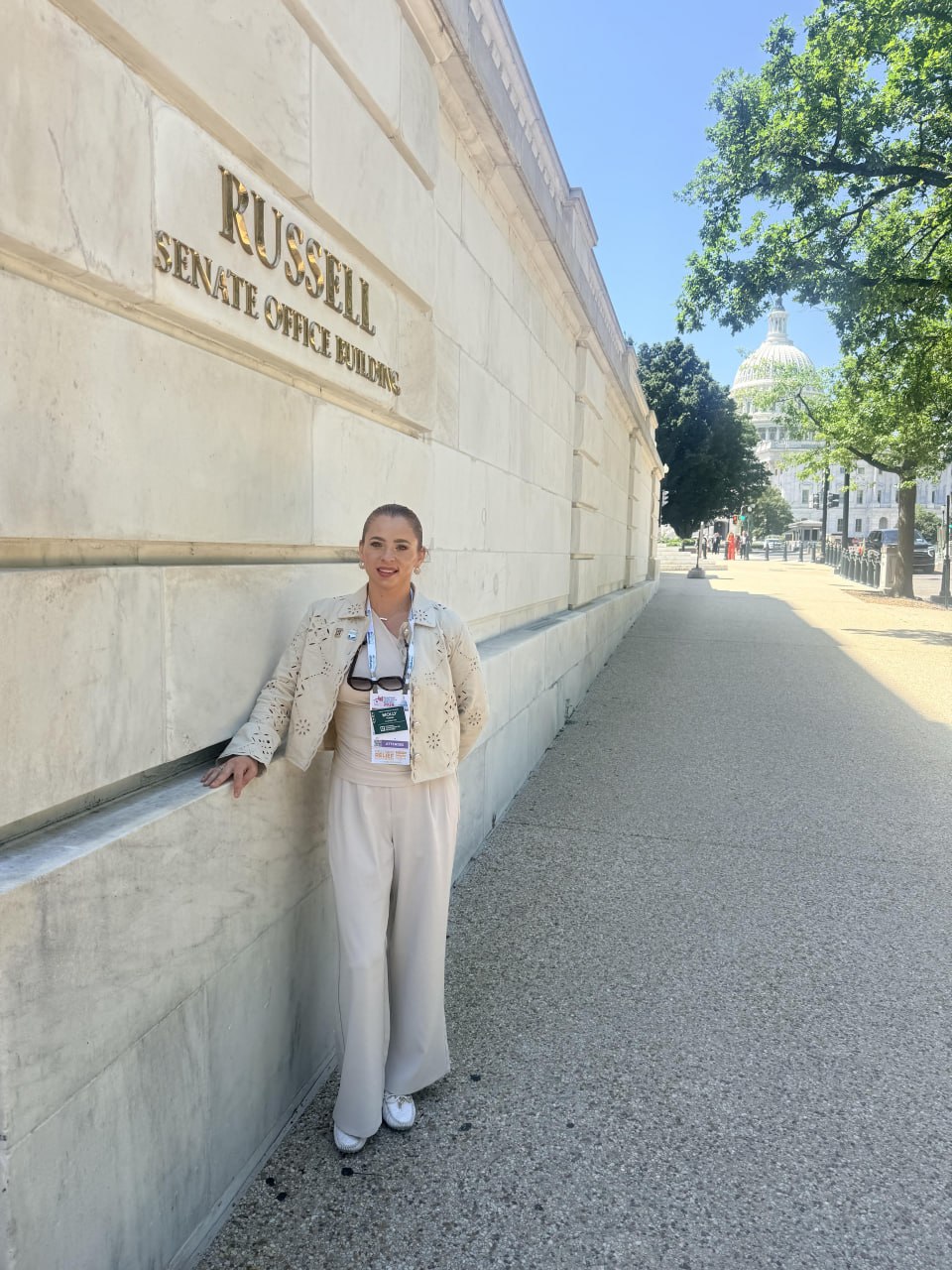 Molly Haines at the Russell Senate Office Building, Washington D.C., with the U.S. Capitol dome visible