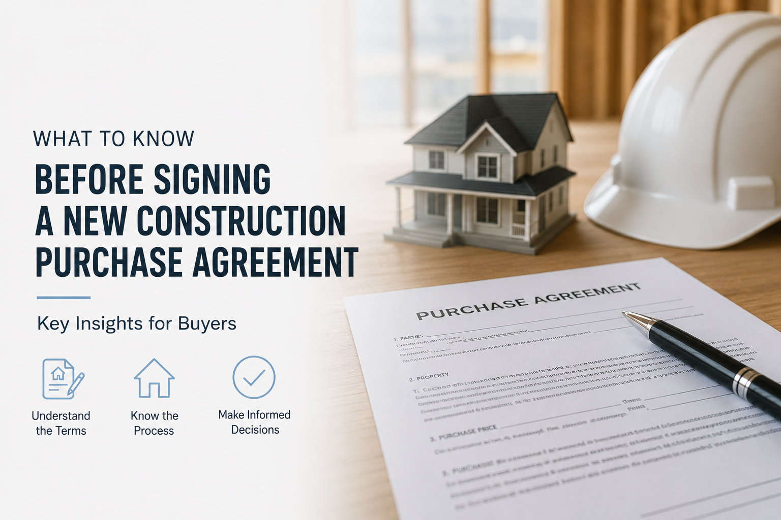 What to Know Before Signing a New Construction Purchase Agreement header image.
