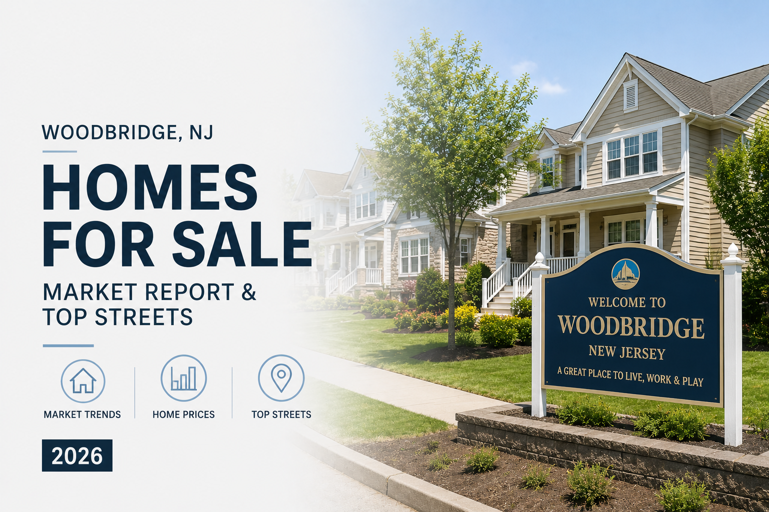 Woodbridge NJ Homes for Sale — Market Report & Top Streets 2026 header image.