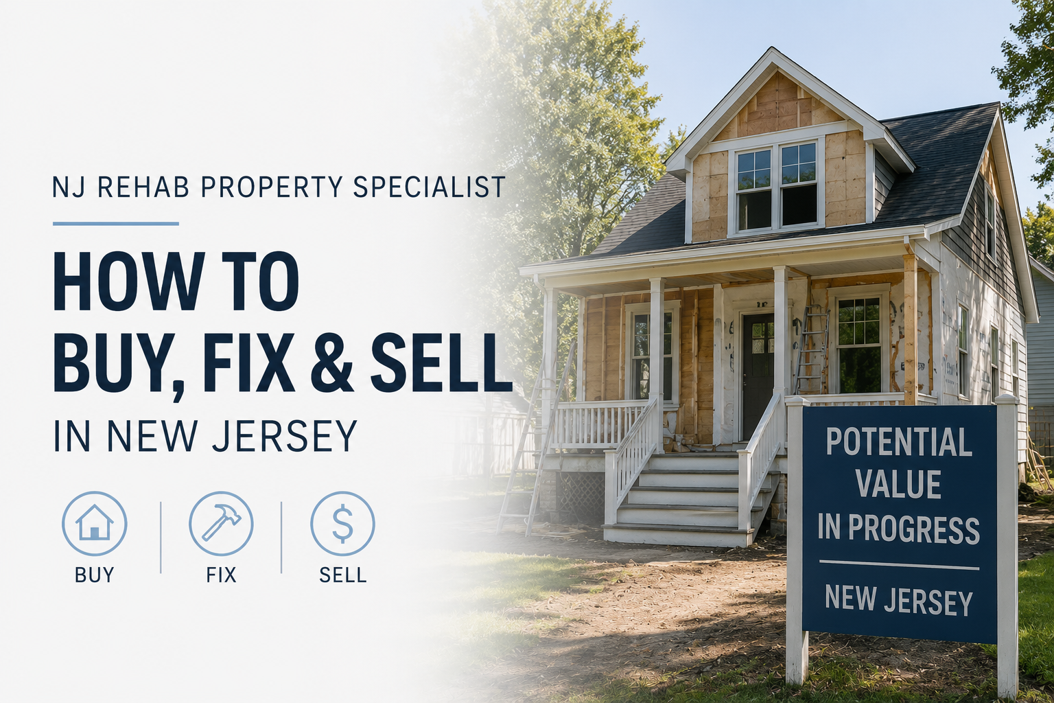 NJ Rehab Property Specialist: How to Buy, Fix & Sell in New Jersey header image.
