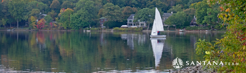 Peaceful view across Mystic Lake in Arlington MA