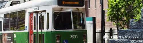 MBTA Green Line T Train in Newton MA - D Line Riverside