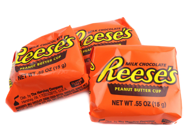 Individually wrapped Reese’s peanut butter cups