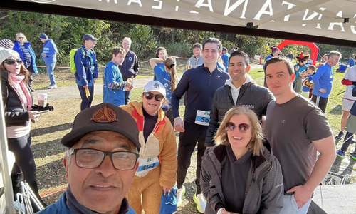 Santana Team members and participants at the Arlington EATS Turkey Trot in Arlington, Massachusetts.