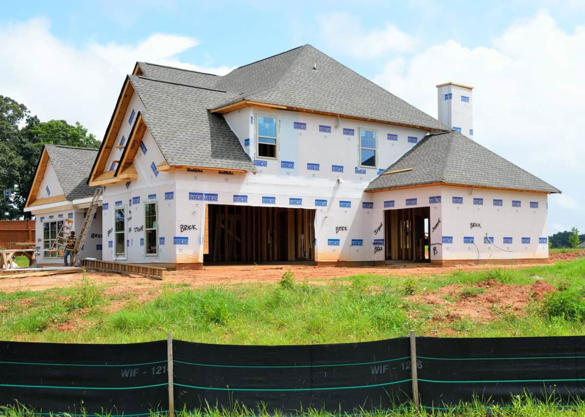 New construction home during the building process in Massachusetts
