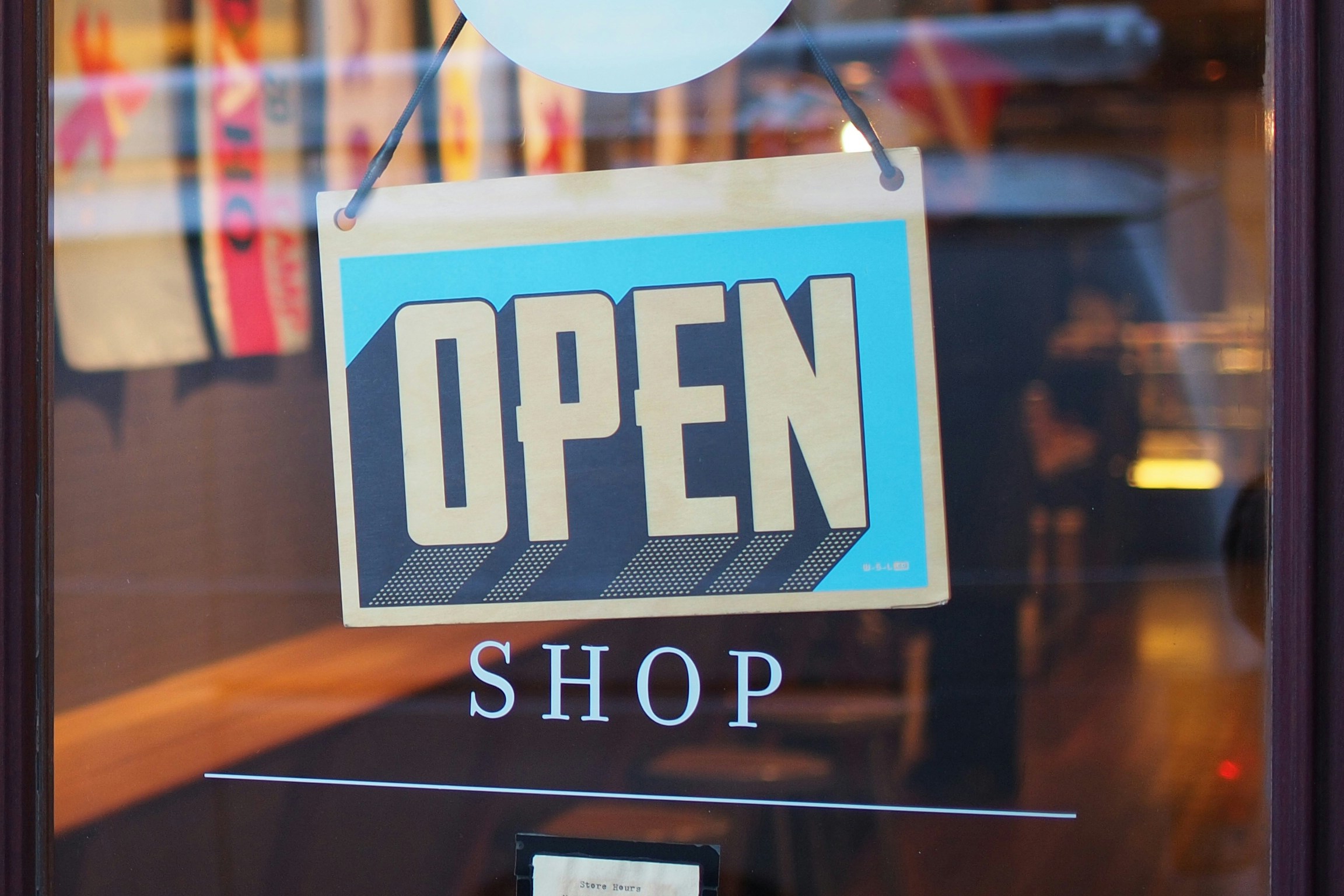 image of shop open sign