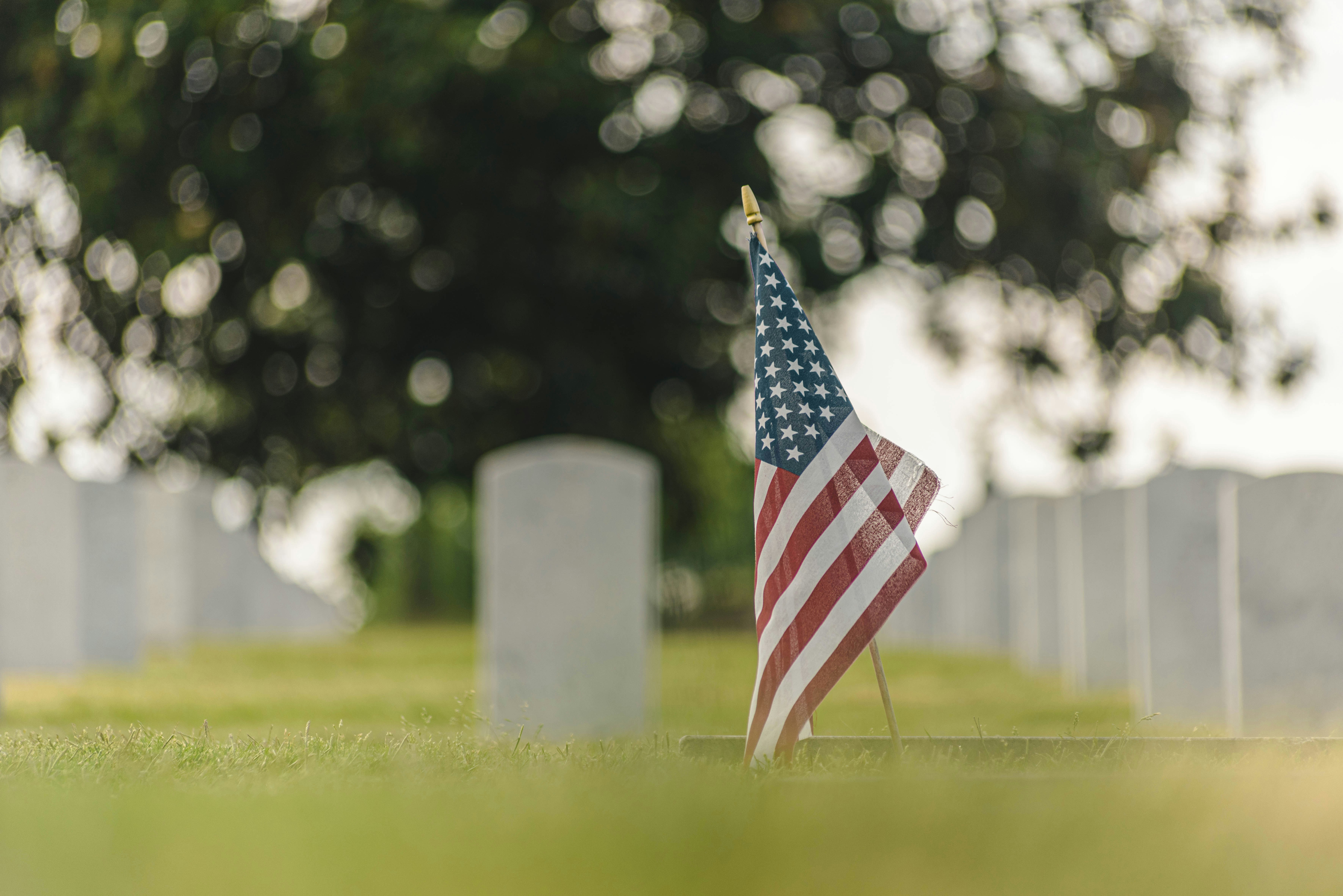image of flag at cemetery