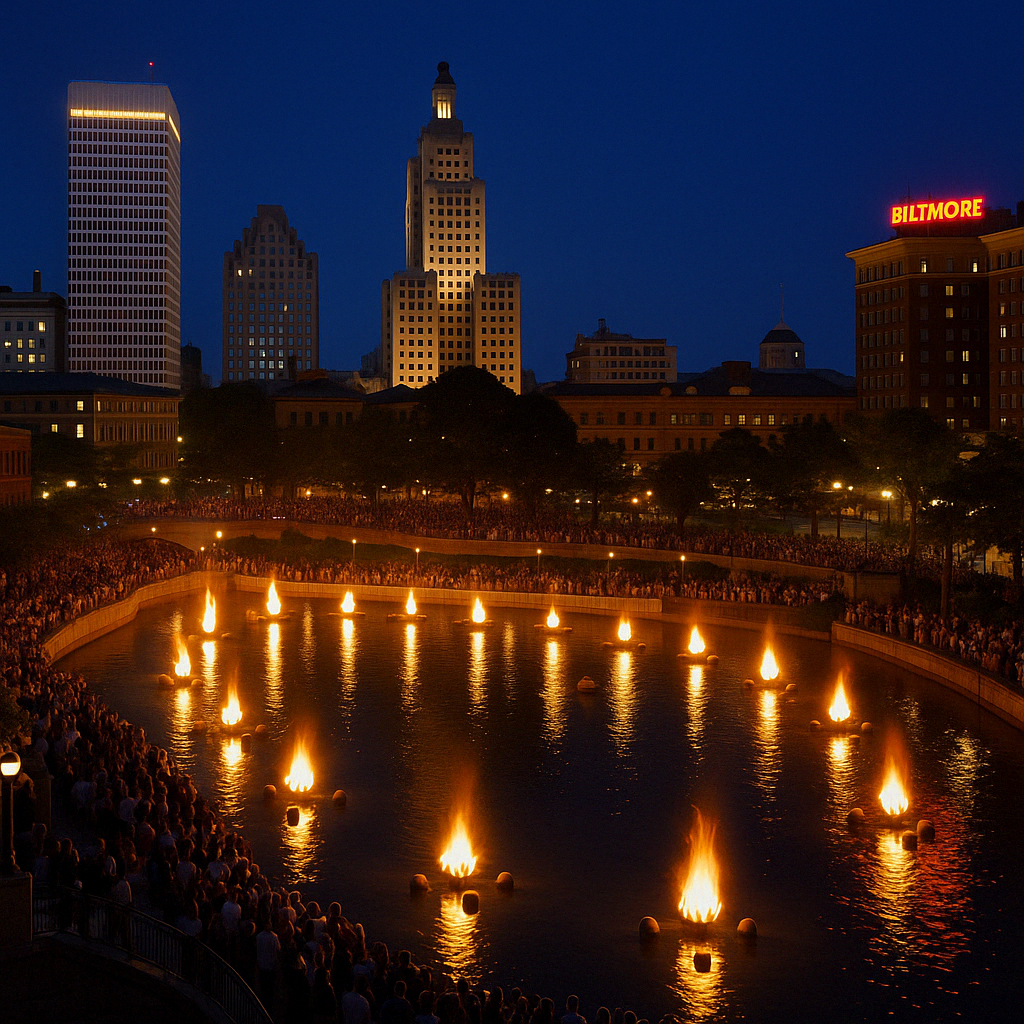 Providence, RI Skyline during Waterfire