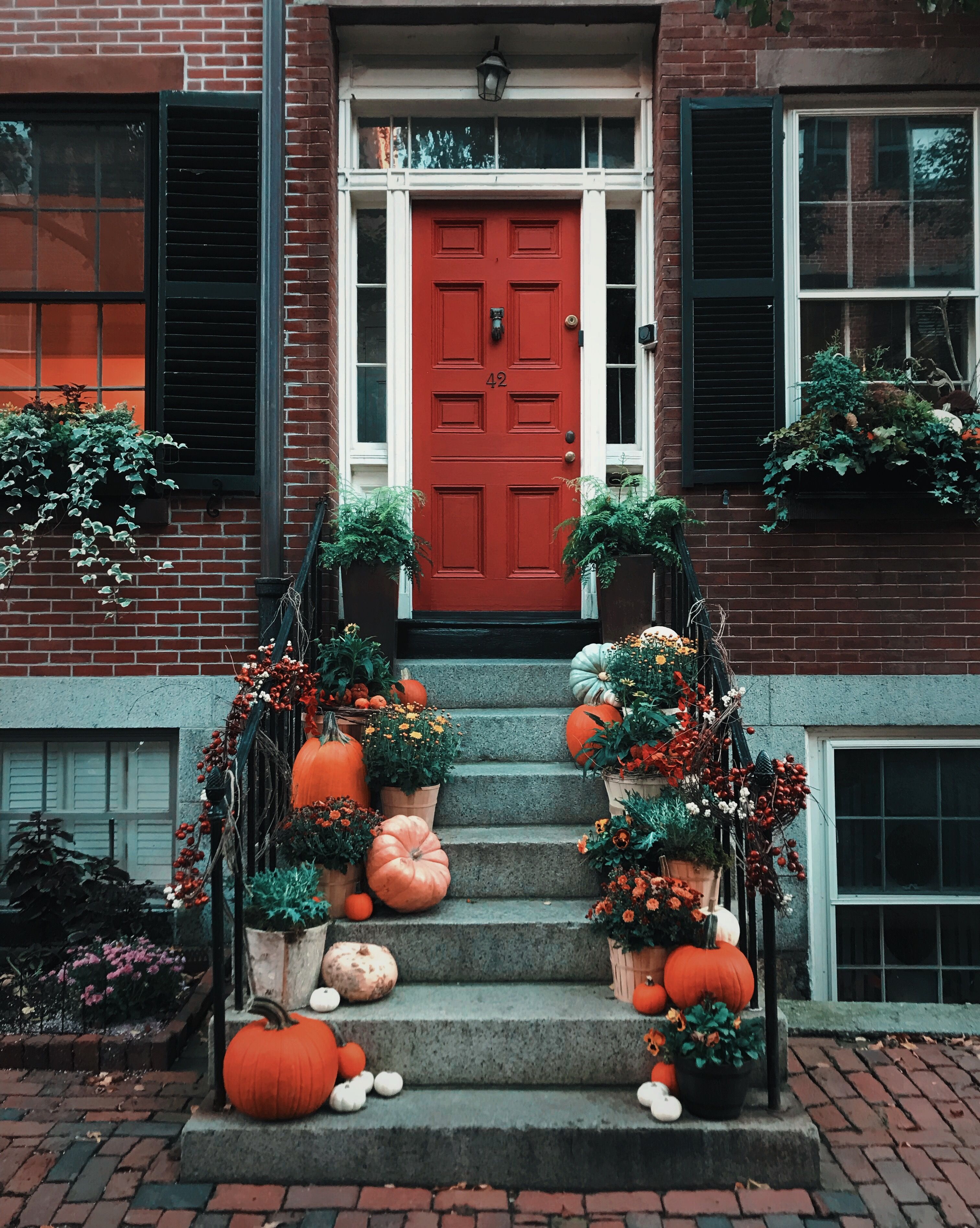 Front porch with pumpkins