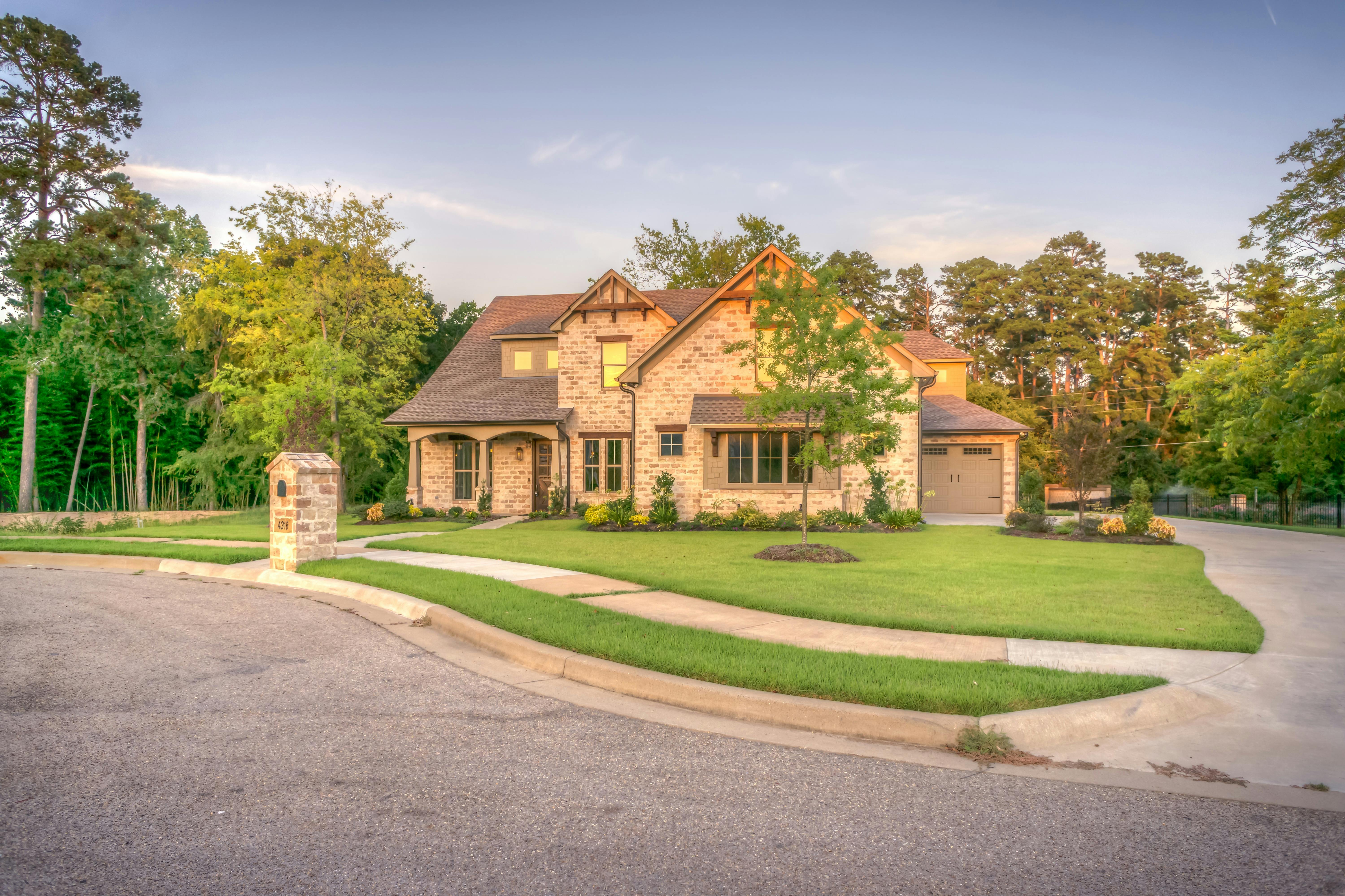 Beautiful luxury home with landscaping