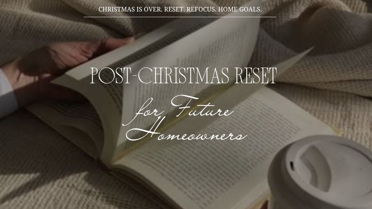 Cozy morning lifestyle image representing a financial reset and saving for a home after Christmas