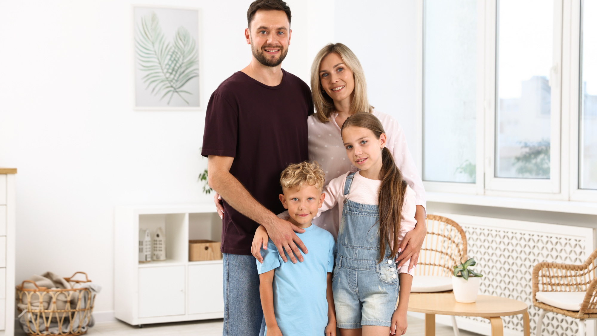 Young family in modern new construction kitchen in Bakersfield