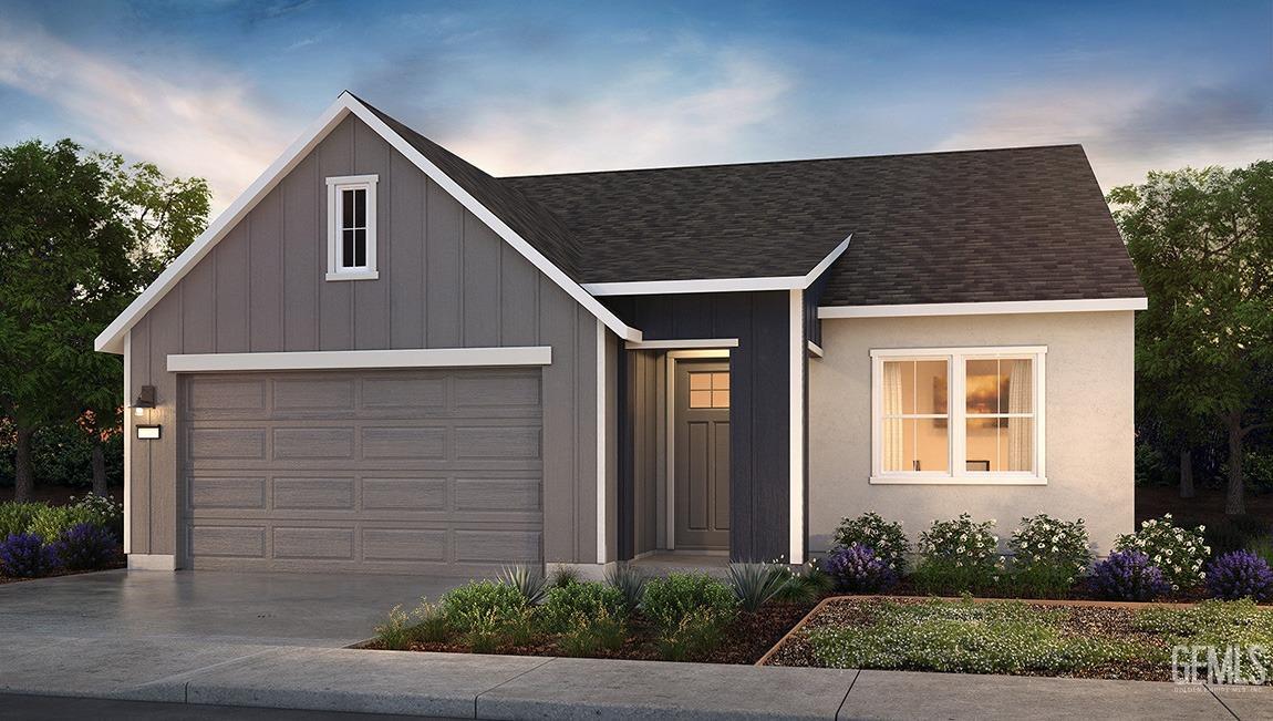 New construction homes in Bakersfield California with modern exterior design and landscaped front yard