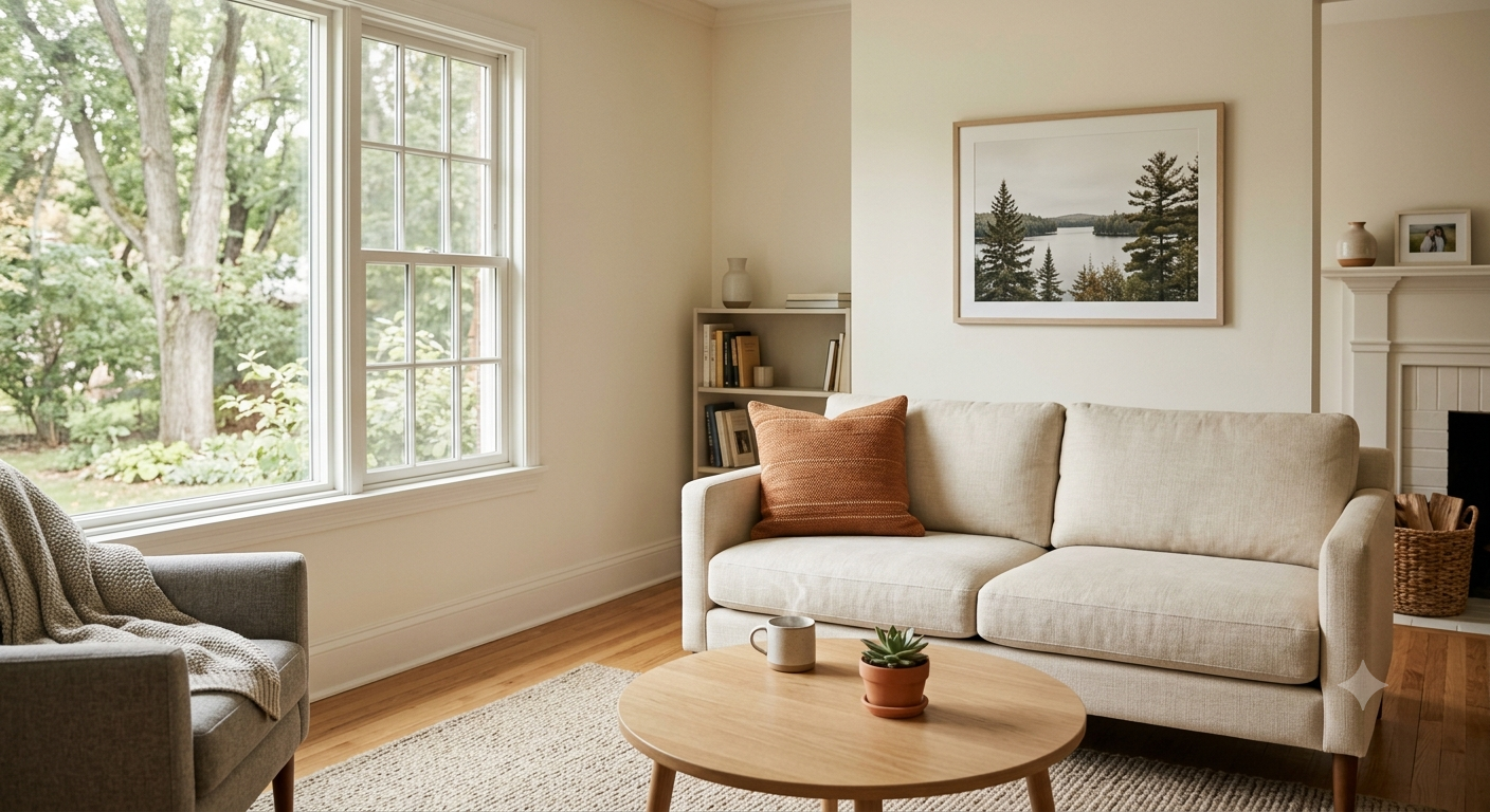 Staged living room in a Ramsey MN home for sale